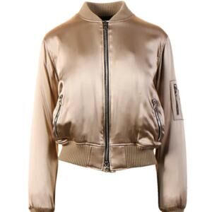 Amiri Silk Bomber Jacket tan size small womens designer zip up